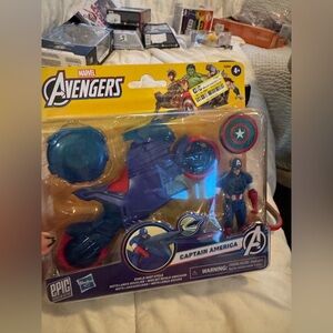 Marvel Avengers Captain America Figure with Blue and Red Motorcycle